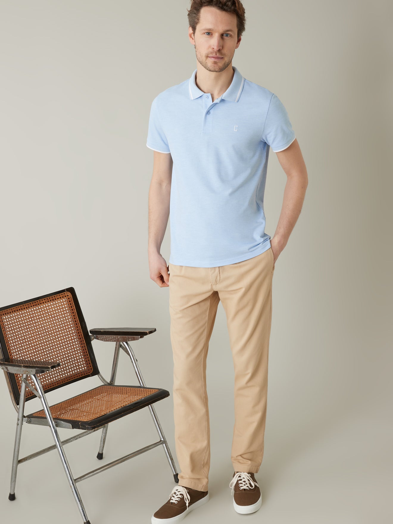 Polo maille piquée bicolore homme - coton bio