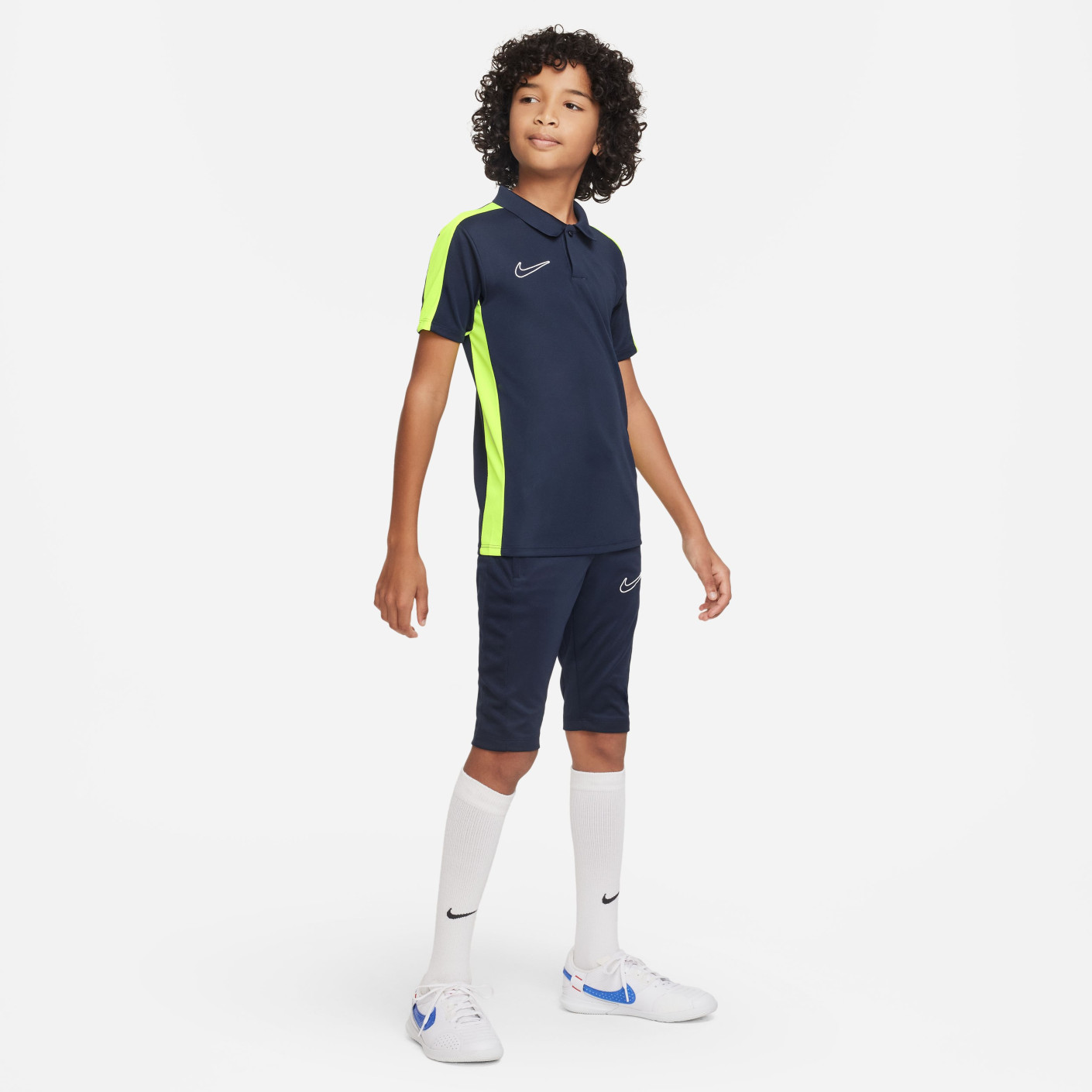 Nike Dri-Fit Academy 23 Polo Kids Donkerblauw Geel Wit