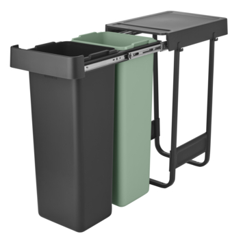 Brabantia Sort & Go Inbouw Prullenbak - 2 x 30 l - Jade Green/Dark Grey