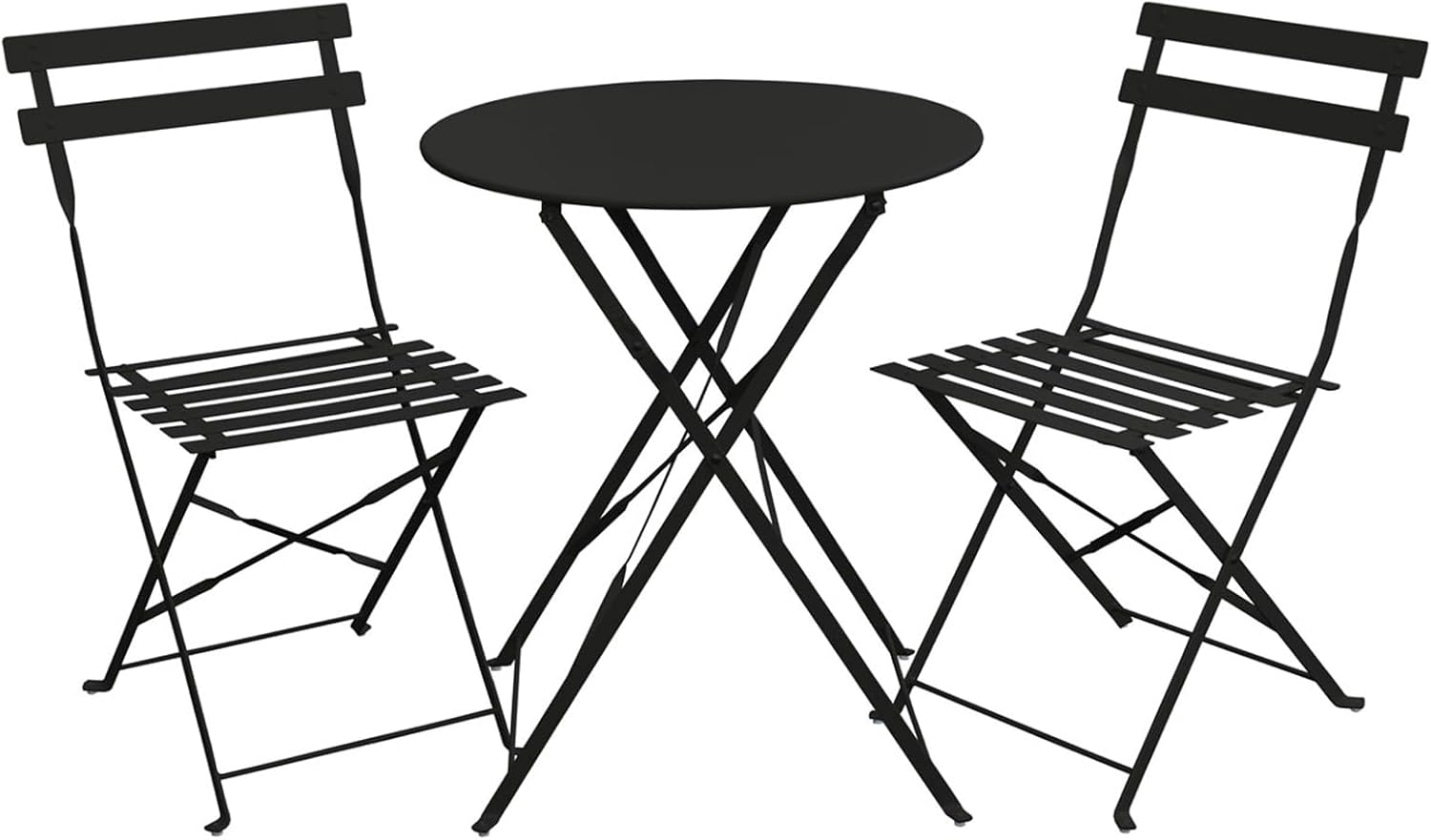SVITA Bistro-Set 3-teilig Gartenset Garnitur Metall-Möbel Stuhl Tisch Klapp-Möbel Balkon-Set Schwarz