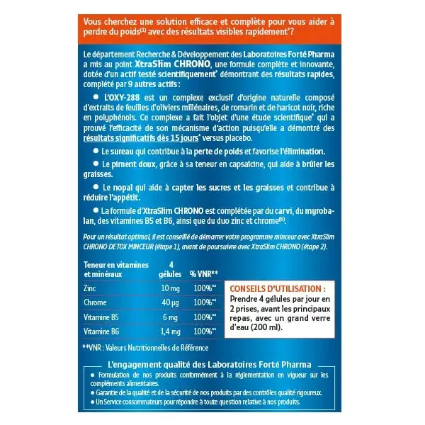 Forté Pharma XtraSlim Chrono Emagrecimento - 15 dias - 60 cápsulas