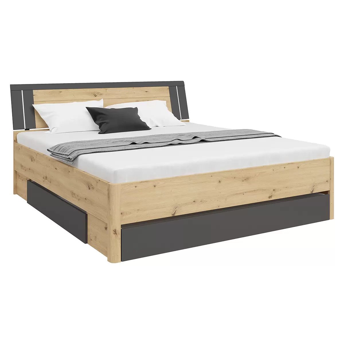 Bett Saturn 180 180 x 200 Artisan Eiche,graphit