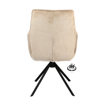 Eetkamerstoel Onne Movie desert beige chenille stof met armleuning