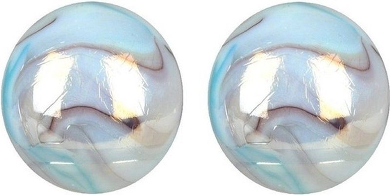 Knikker - Witte Tijger - Set van 2 - Glas - 42 mm