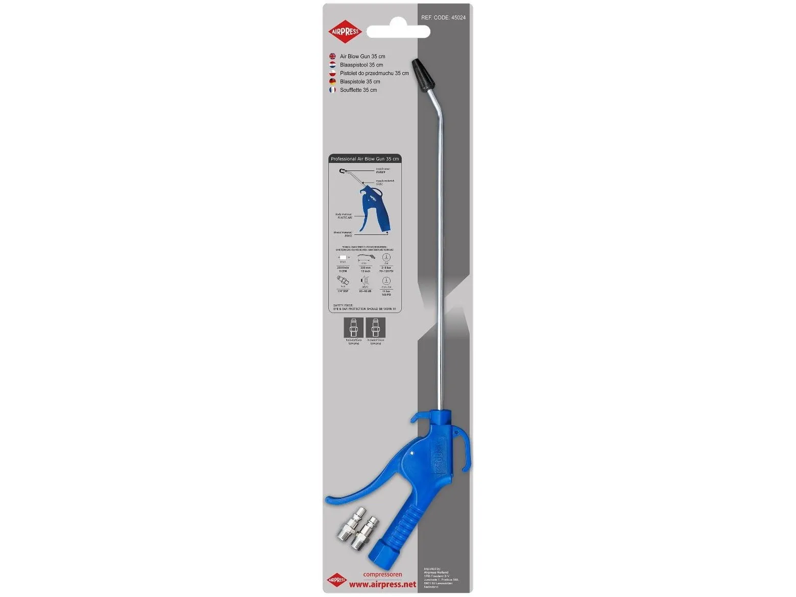 Airpress blæsepistol med lang dyse (45024)
