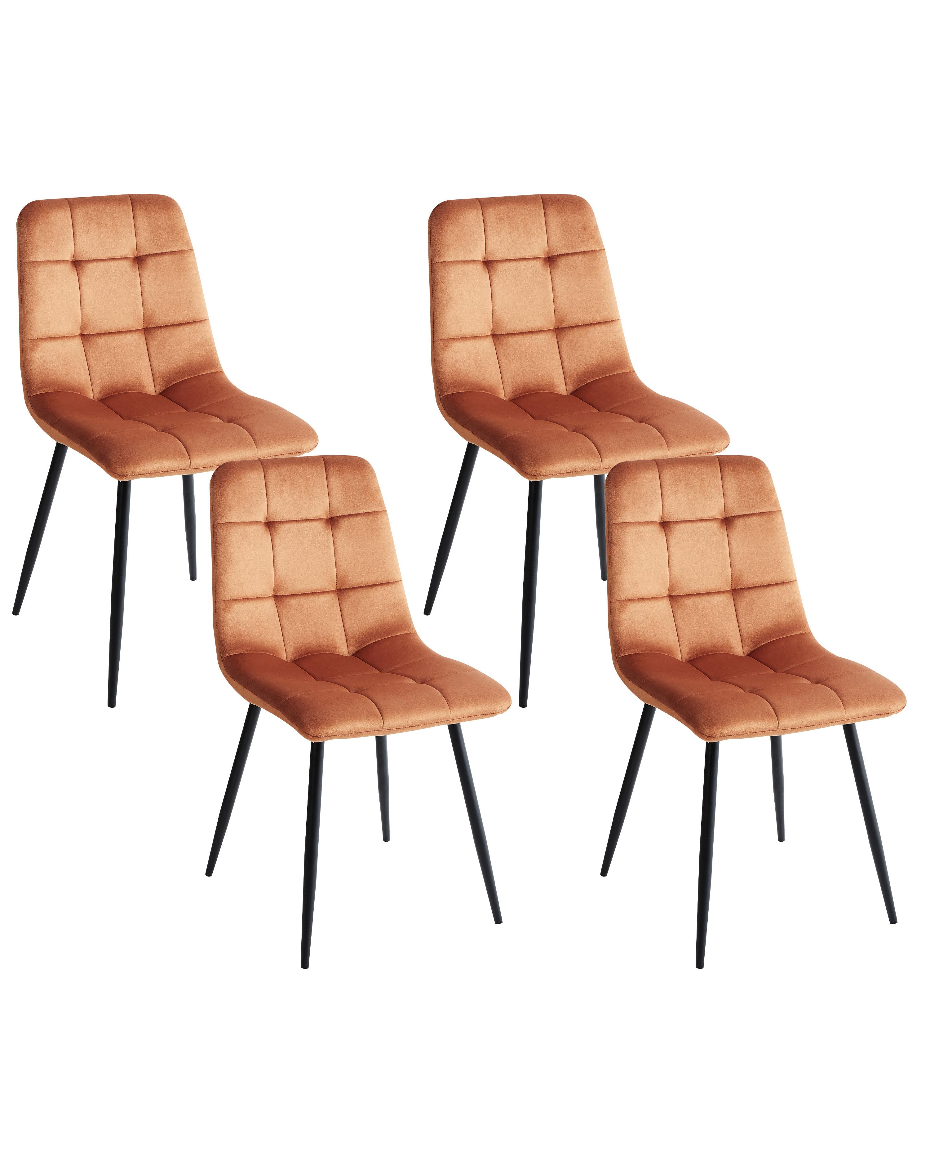 Set van 4 eetkamerstoelen POWELL Fluweel Oranje