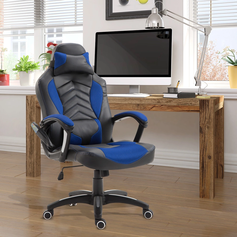 HOMCOM Bürostuhl mit Wärmefunktion blau