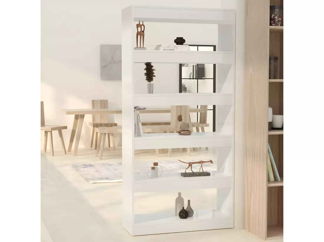 Bibliothèque/Séparateur de pièce Blanc brillant 80x30x166 cm