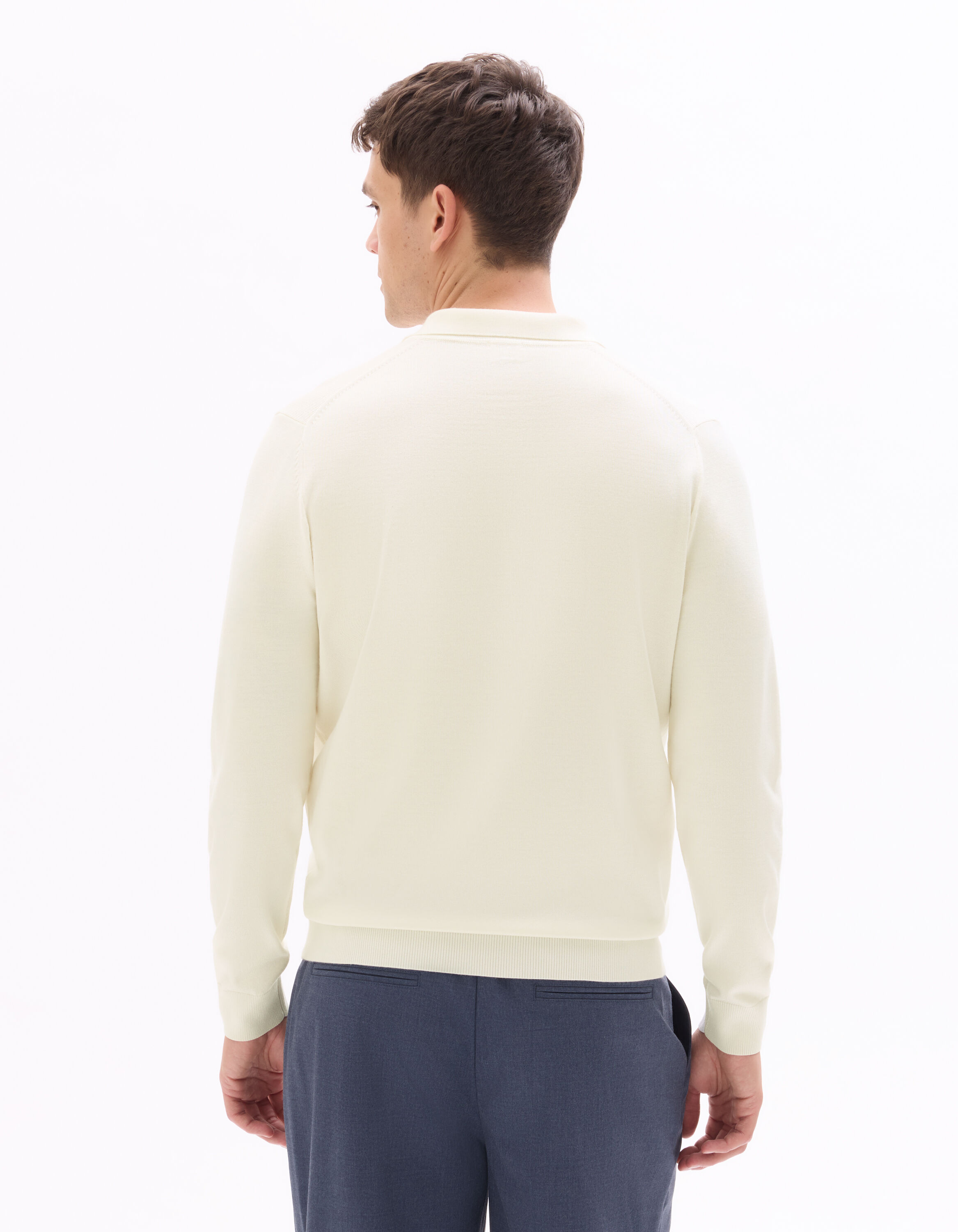 Pull regular col polo - blanc