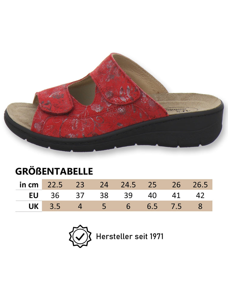 Hallux Pantoletten Damen Wechselfußbett rot