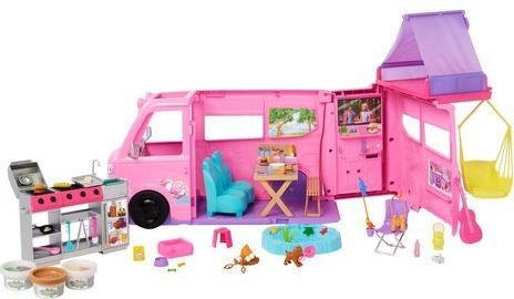 Barbie - Dream Camper - Poppenvoertuig - Roze - 3-in-1