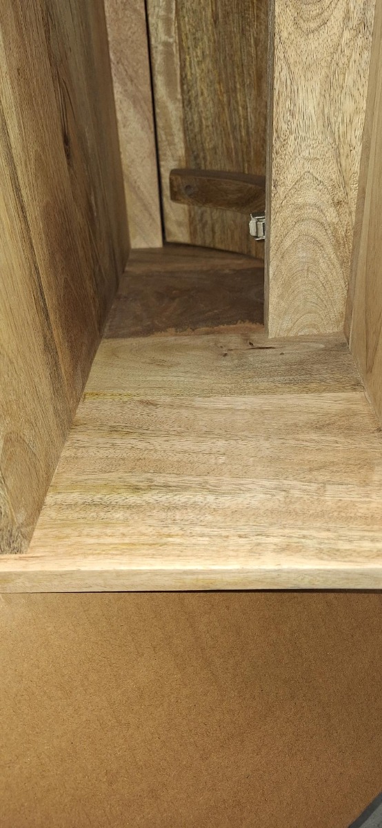 SCHADEMODEL: Livli Estrela badmeubel met ribbelfront 90cm mangohout zonder waskom