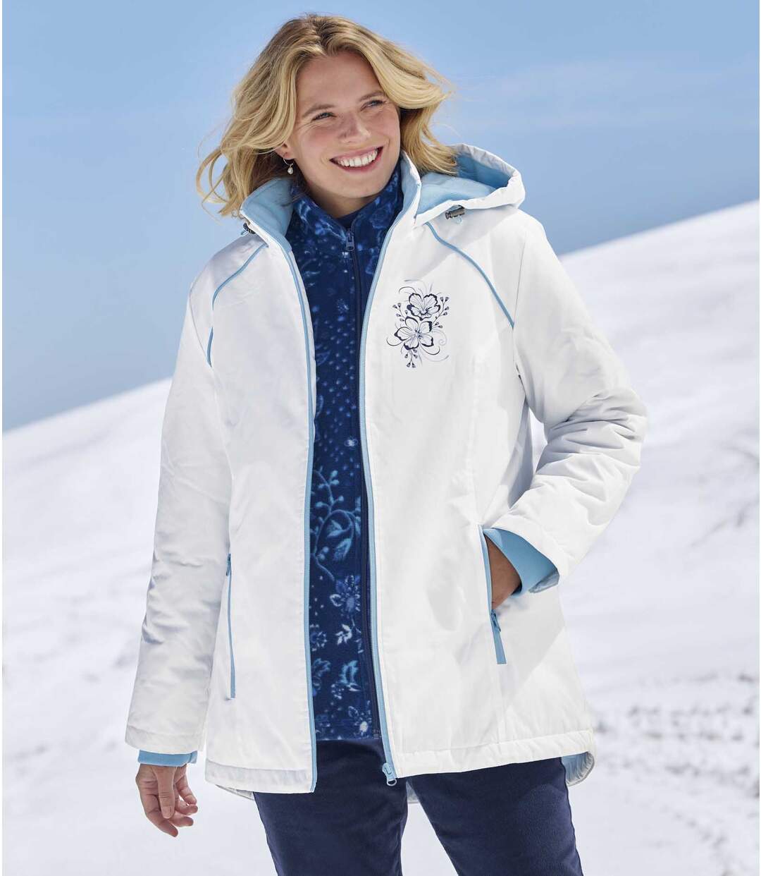 Veste de Ski Doublée Polaire à Capuche