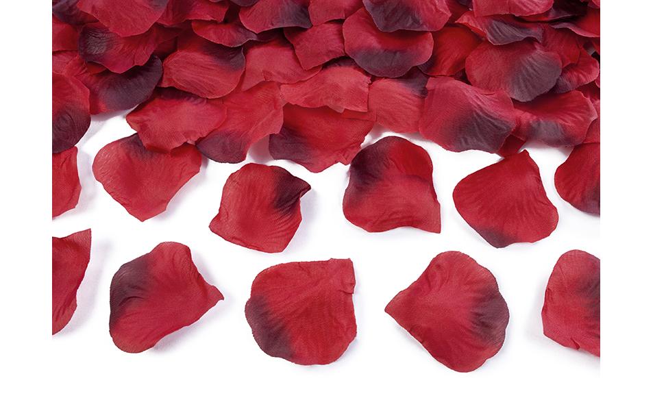 Streudeko Rosen mit dunklem Rand, 500 Stück, RotRosenblätter zum Streuen auf der Hochzeit oder für romantische Überraschungen am Valentinstag oder Jahrestag