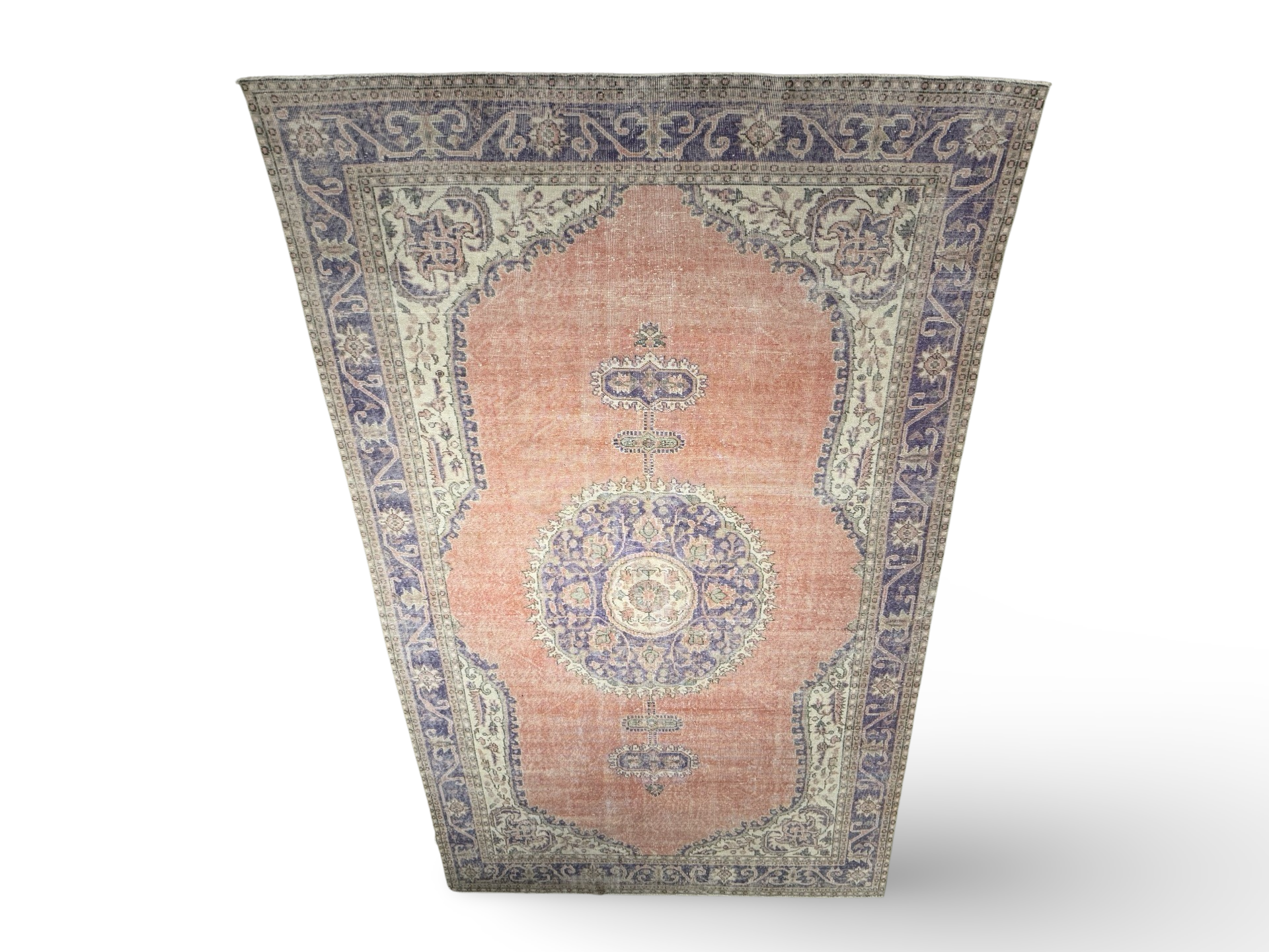 Vloerkleed Vintage oranje/paars handgemaakt uniek Vloerkleed vintage oranje/paars border handgemaakt uniek