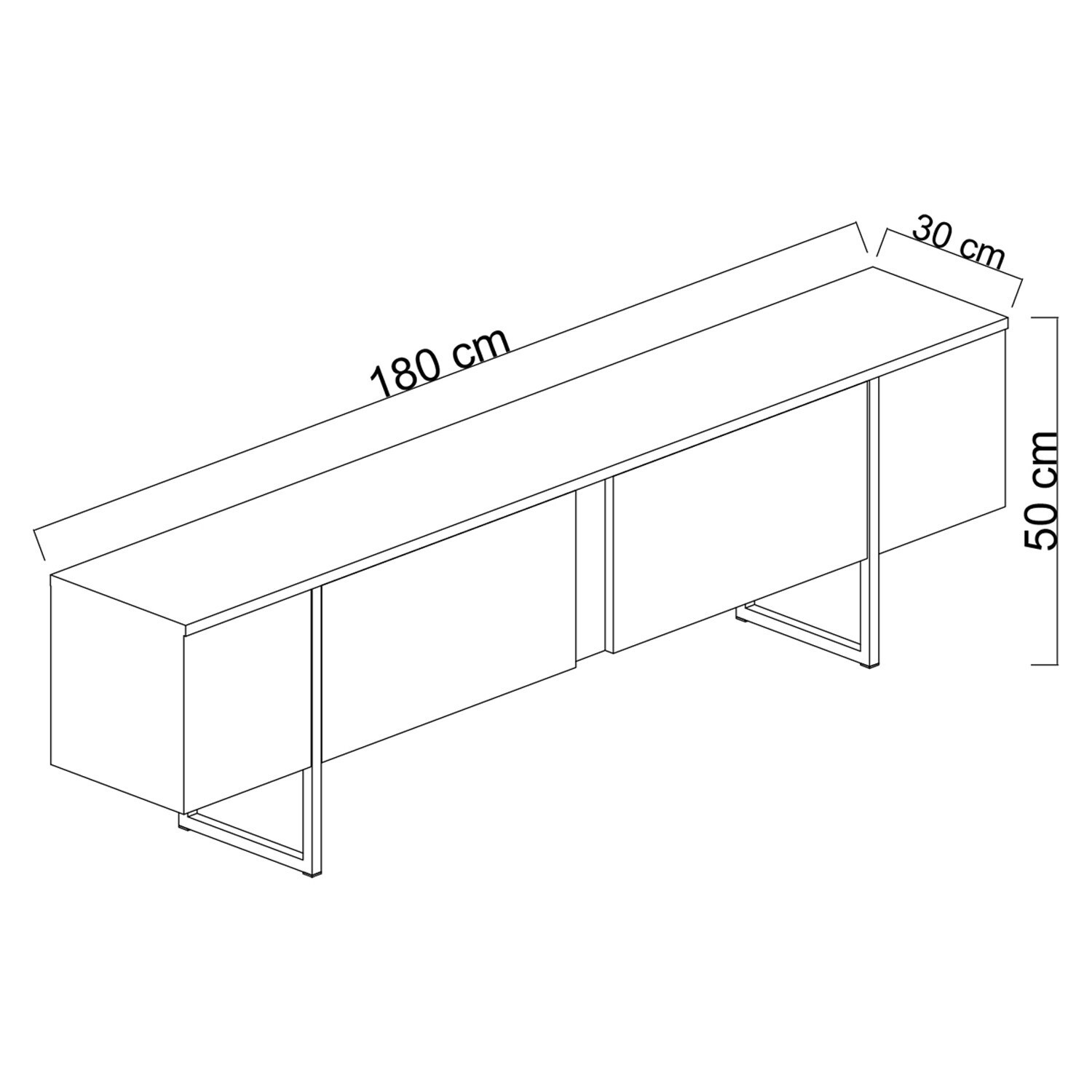 Homtex Moderner TV-Ständer, 180x50x30 cm, Walnuss/Schwarz, Melaminbeschichtet
