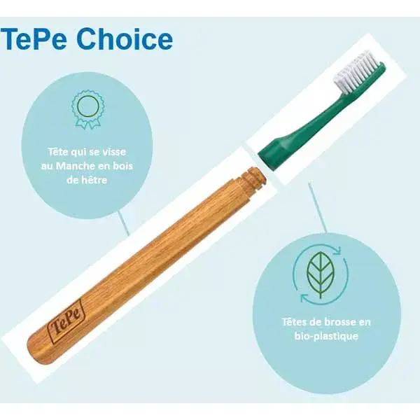 Escova de dentes macia TePe Choice + 3 cabeças intercambiáveis