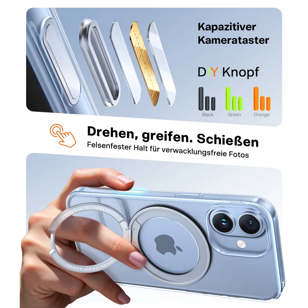 iPhone 17 Upro Ostand Pro MagSafe Hybrid Hardcase Hülle Ring Stand   Kickstand - Transparent