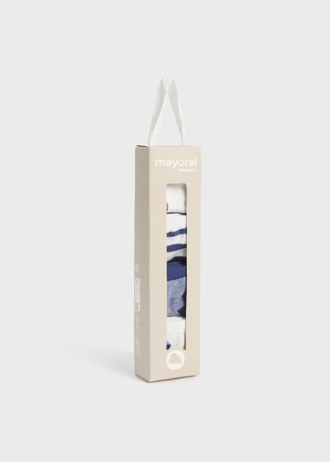 Conjunto de 4 meias de algodão orgânico para recém-nascidos (azul-marinho)