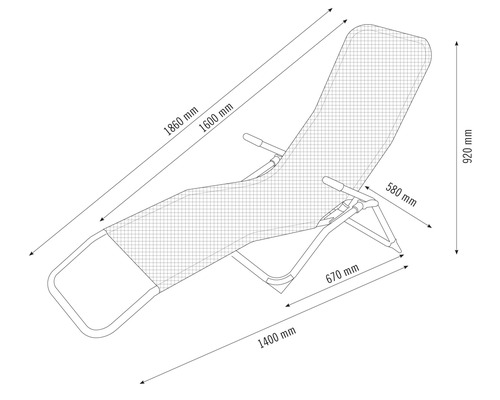 Garden Place Bella ligstoel met stof, opvouwbaar, khaki