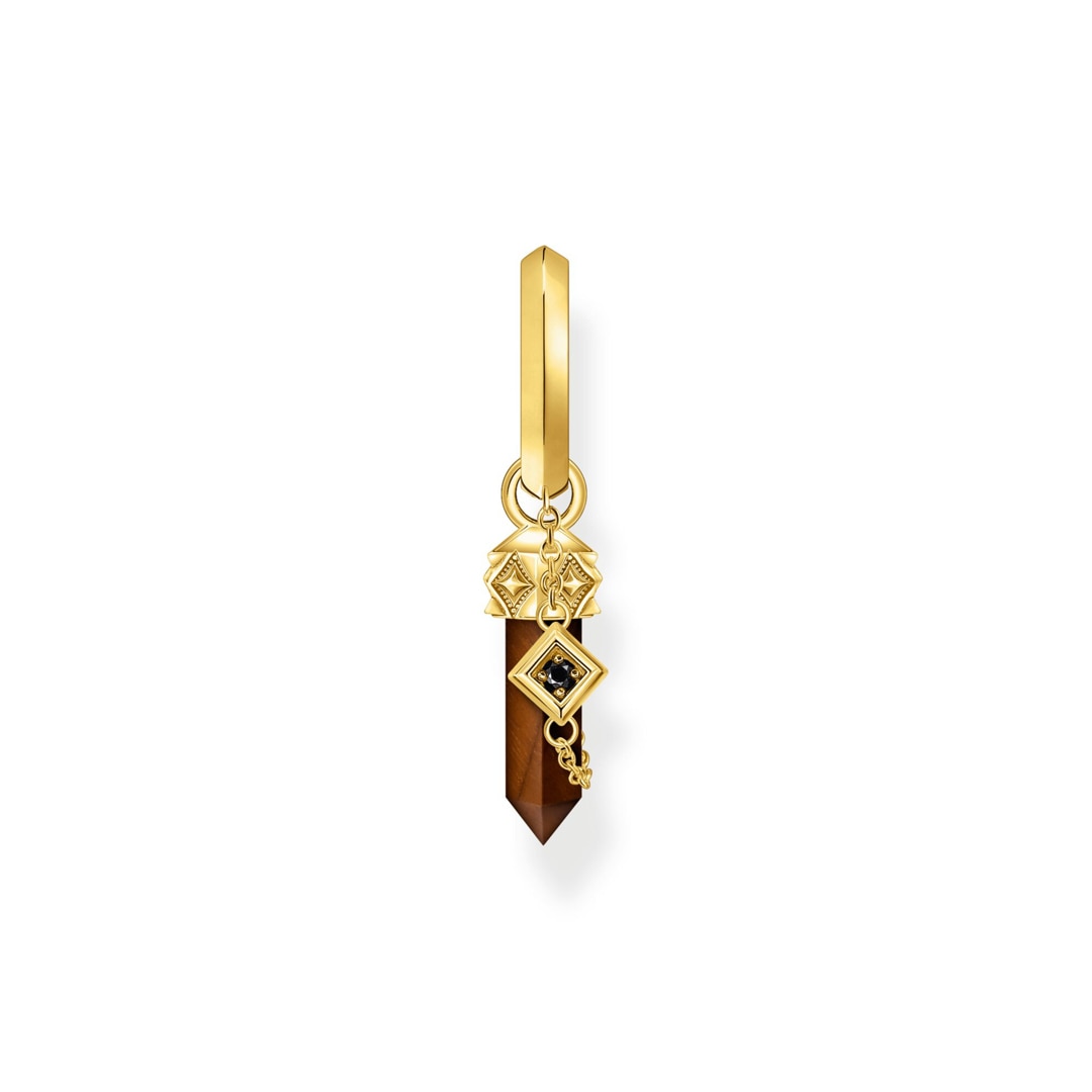 Thomas Sabo Rebel Crystal Einzel-Creole mit rotem Tigerauge-Anhänger vergoldet