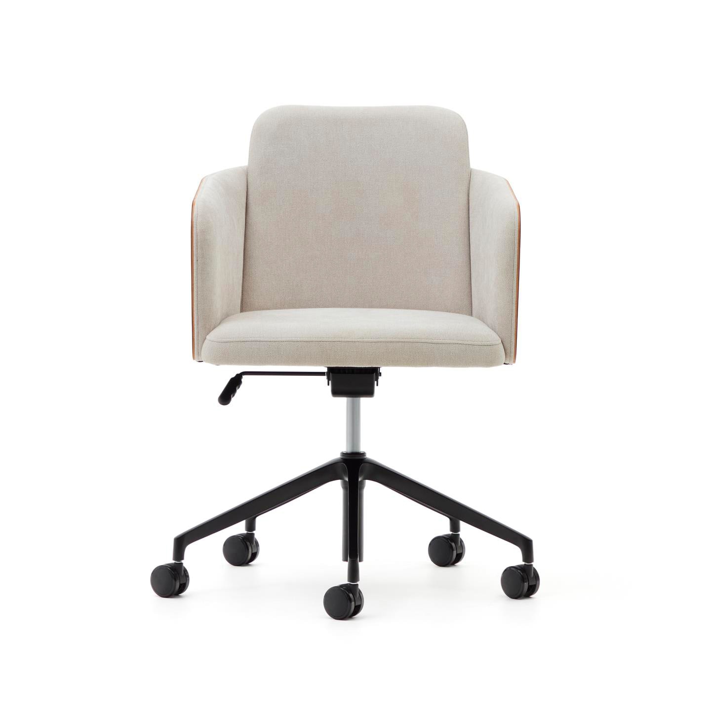 Kave Home Schreibtischdrehstuhl MADAI beige/braun/schwarz