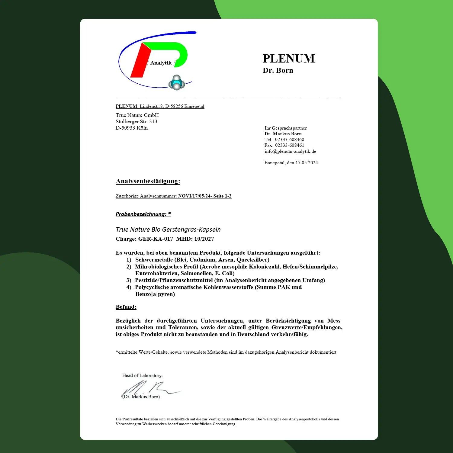 TRUE NATURE® Bio Gerstengras Kapseln - Deutscher Anbau