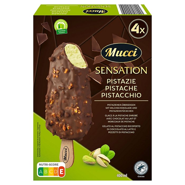 MUCCI Stieleis Sensation Black 400 ml, Pistazie