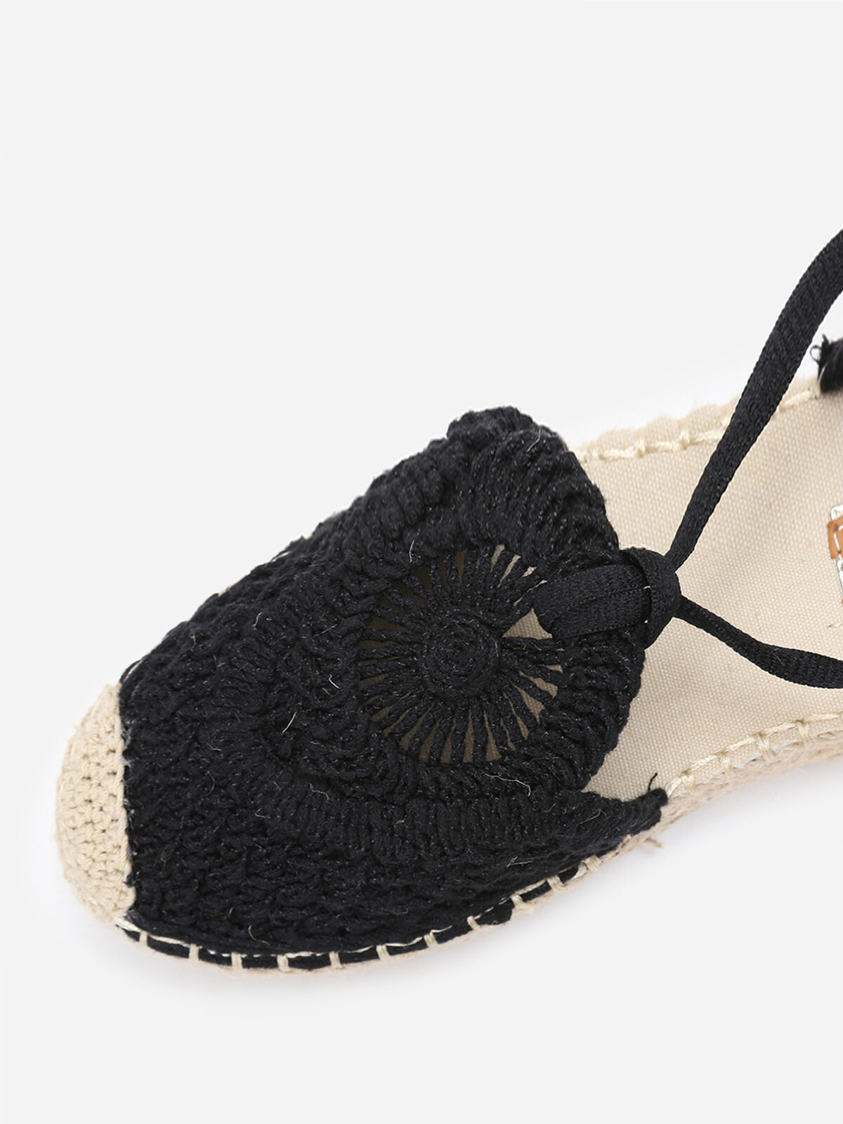 Espadrilles en crochet noir avec lanières Noir- Noir
