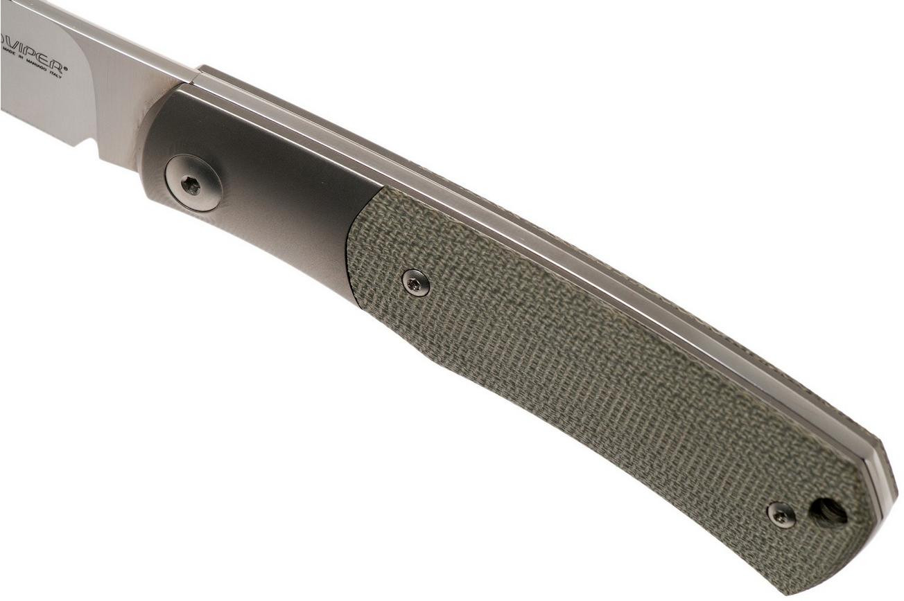 Viper Hug V5992CG Green Canvas Micarta zakmes, Sacha Thiel design