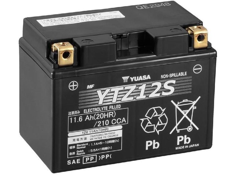 YUASA Motorradbatterie AGM 12V/11.6Ah/210A Wartungsfreie Hochleistungsbatterie