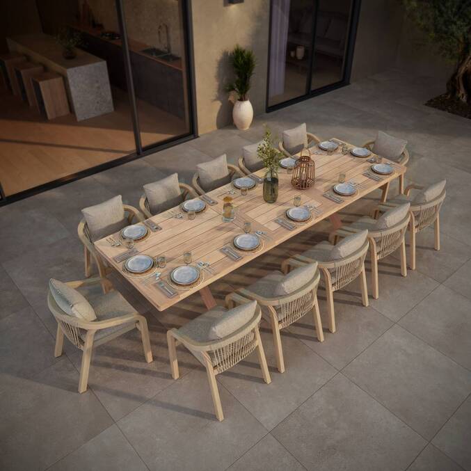 Fauteuil de jardin PAPOUASIE Taupe & Acacia