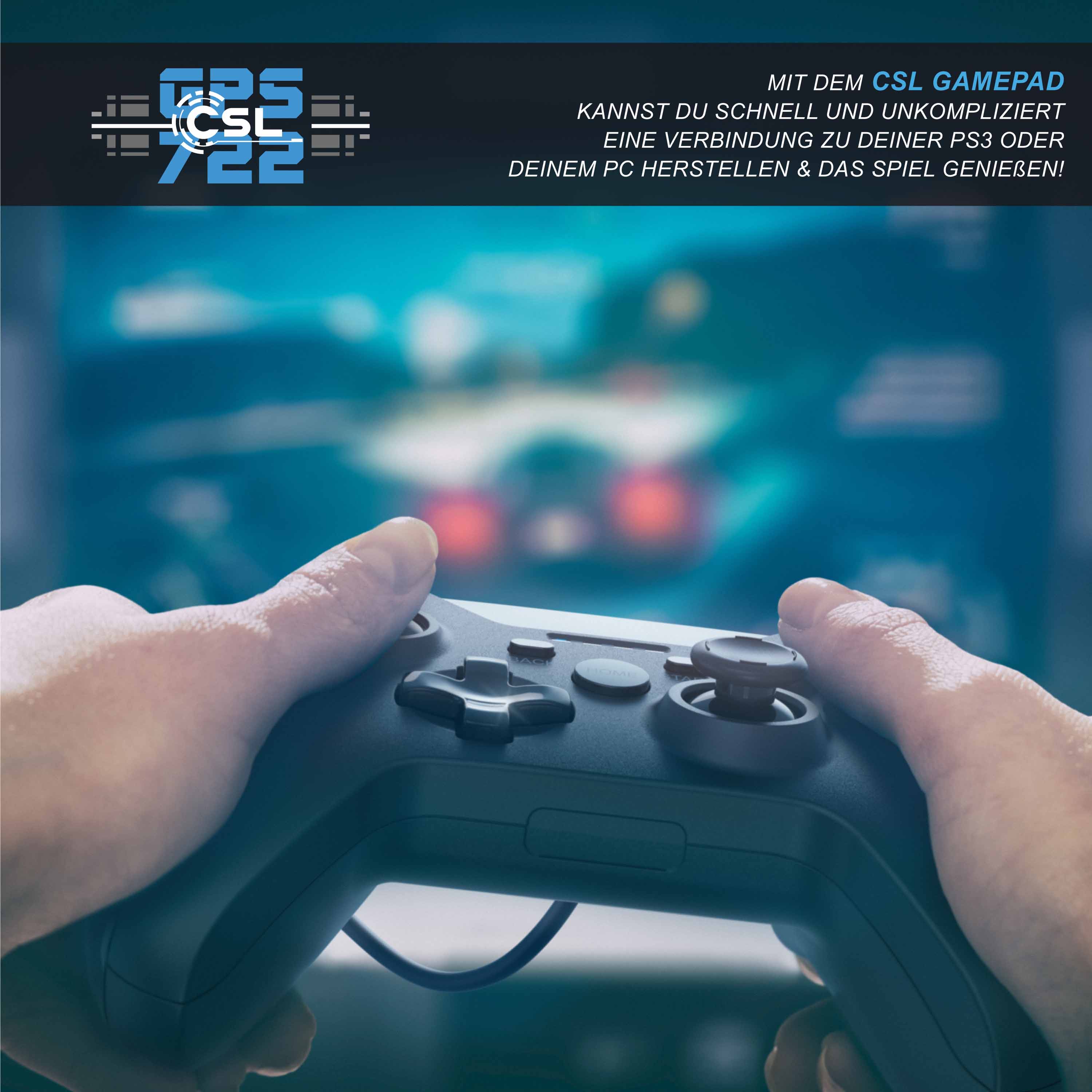 CSL 2x Gamepad für PC und PS3 im Xbox-Design Controller mit hochwertigen Analogsticks