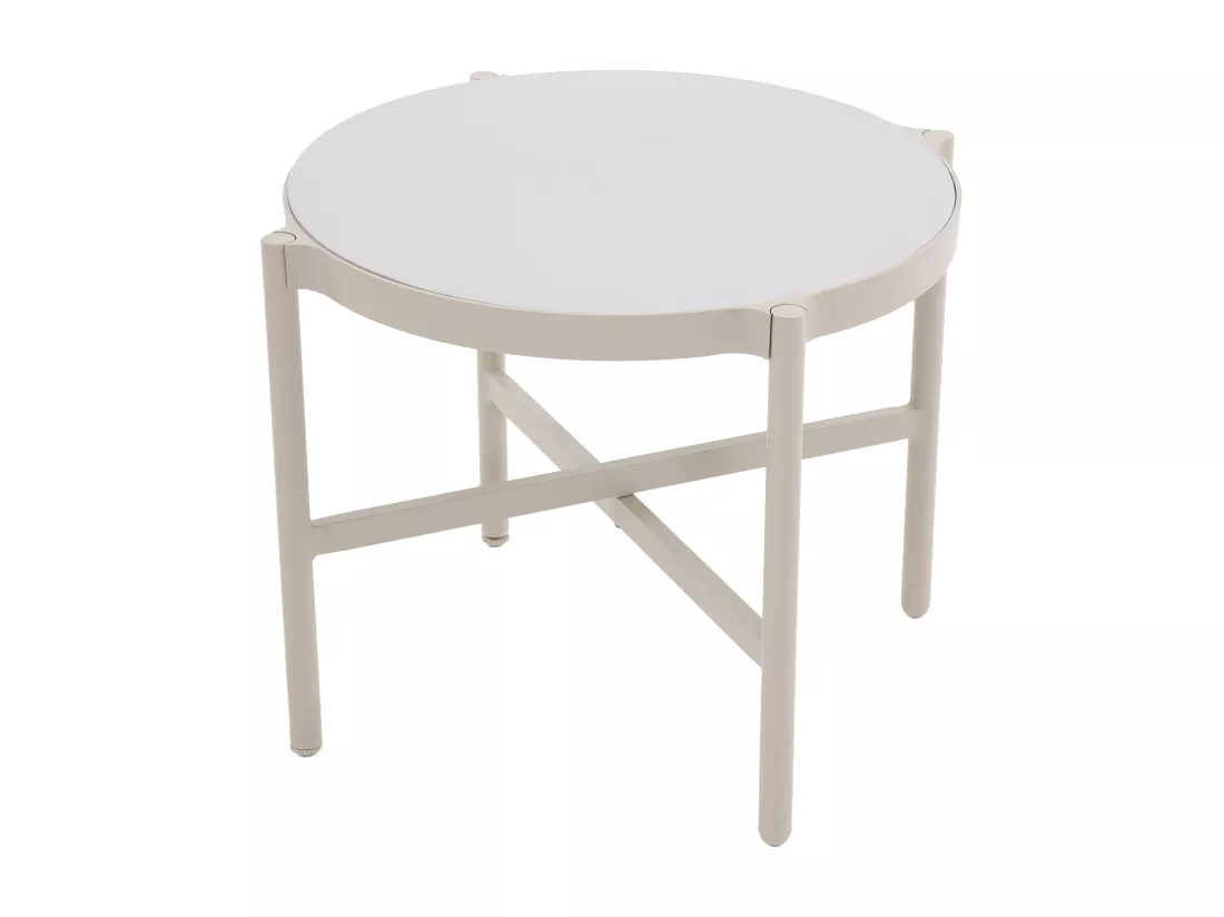 Salon de jardin en aluminium : un canapé 2 places, 2 fauteuils et 2 tables basses - Beige - LOMAM de MYLIA