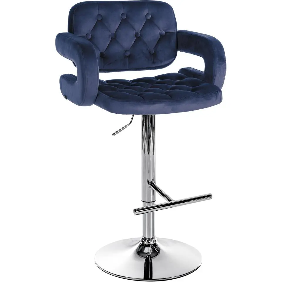 CLP Barkruk Dublin chroom Frame - Fluweel - blauw