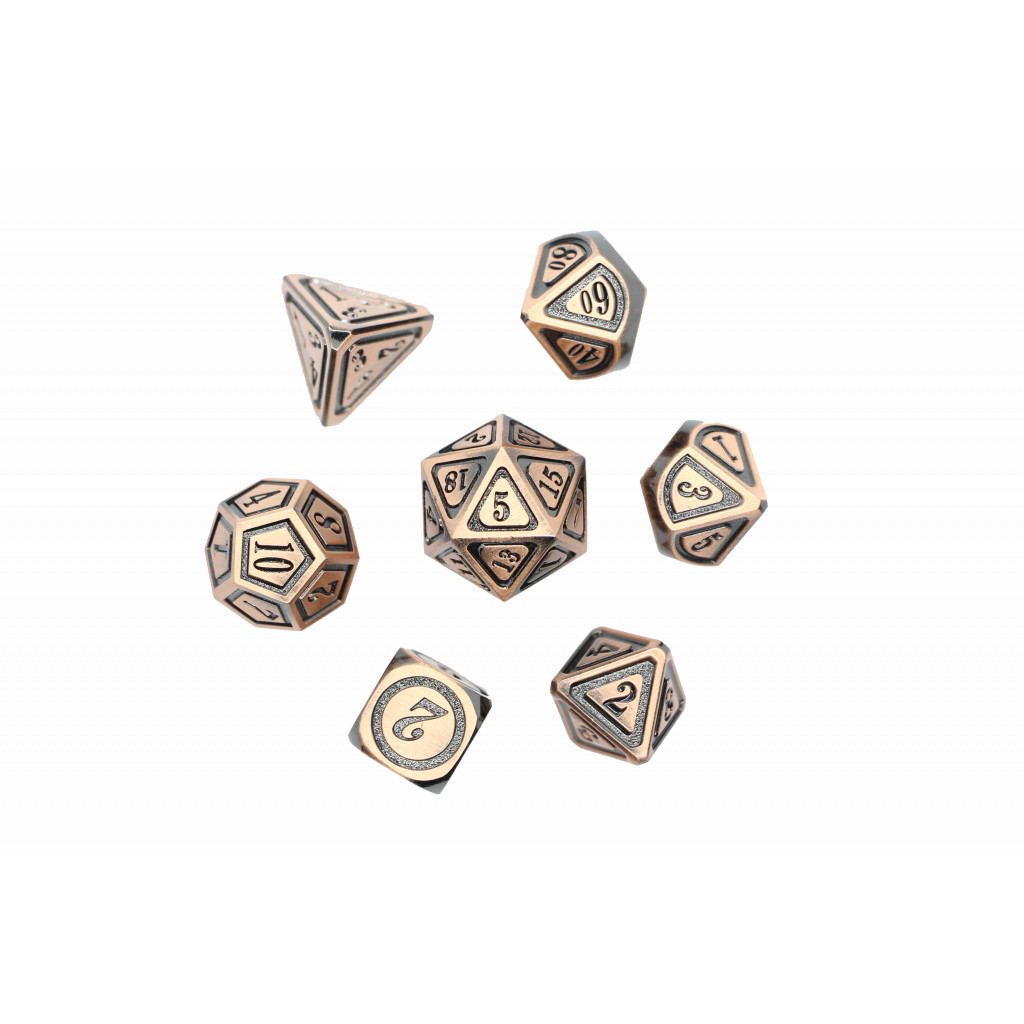 Set de dés JDR en metal Frame cuivre