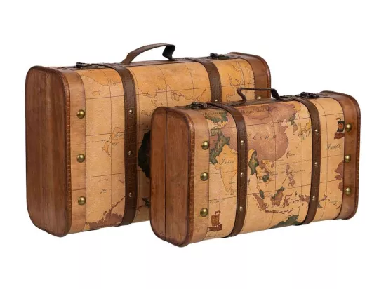 Valise en bois marron 45x30x16/38