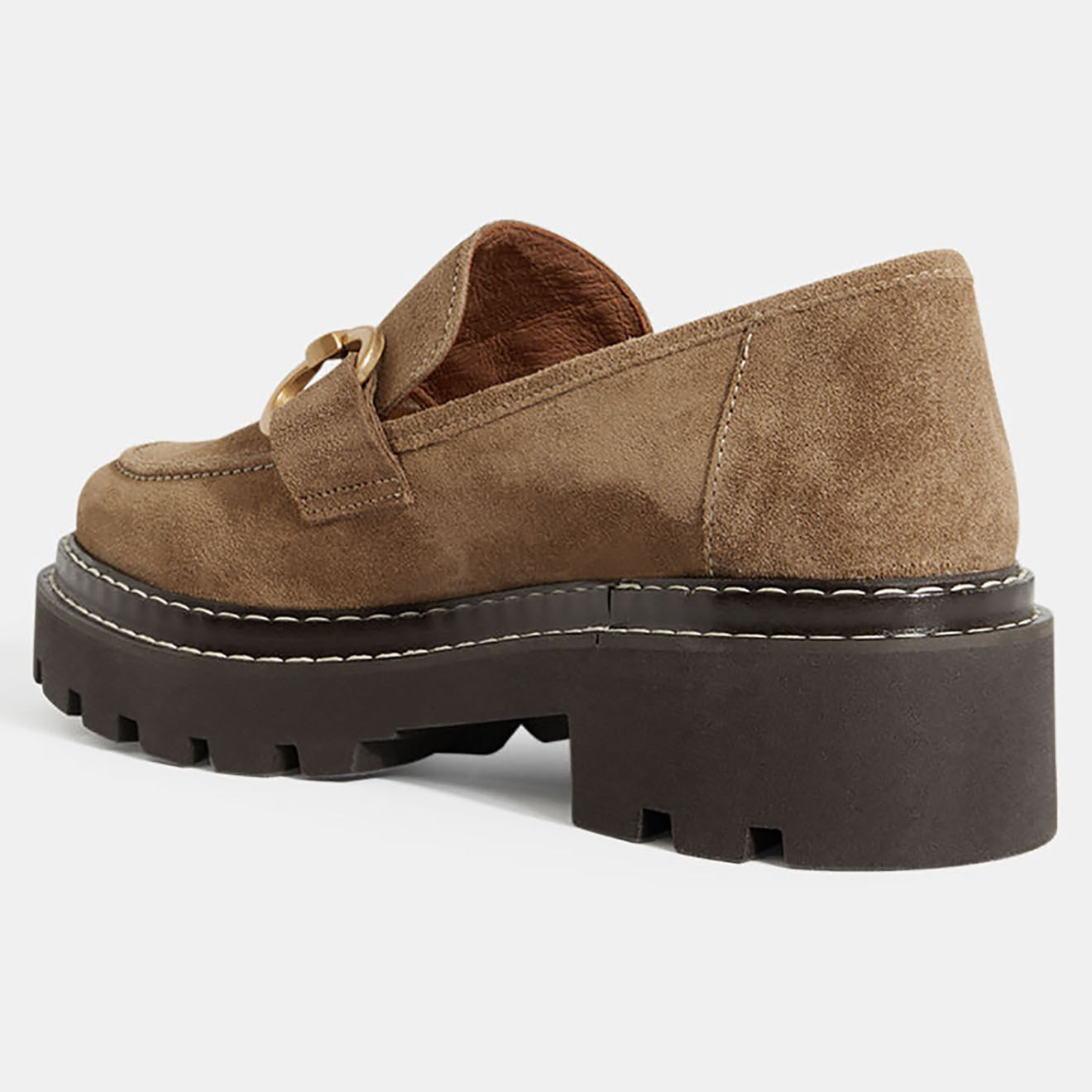 Galeries Lafayette Mocassins en Cuir marron taupe