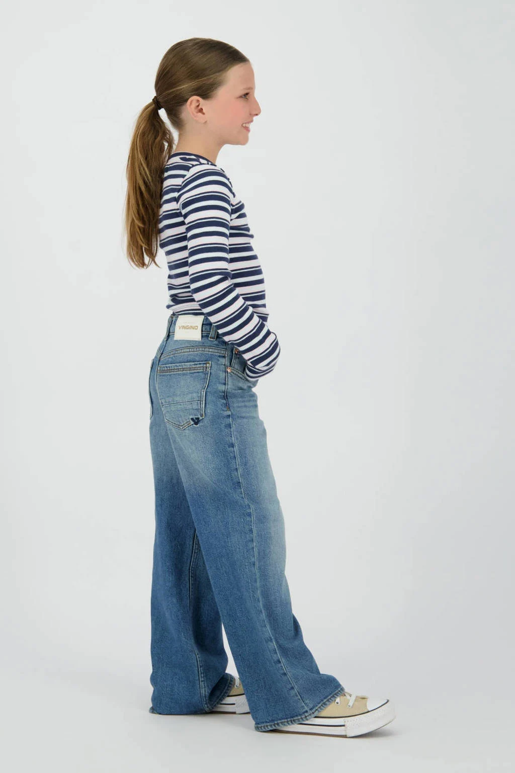 Vingino high waist wide leg jeans medium blue denim