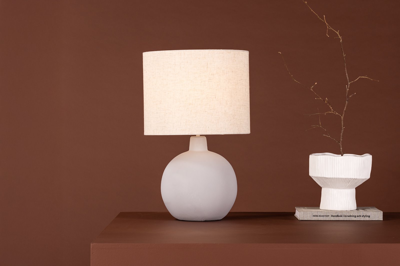 Torcello bordlampe Grå, beige lampeskjerm i lin
