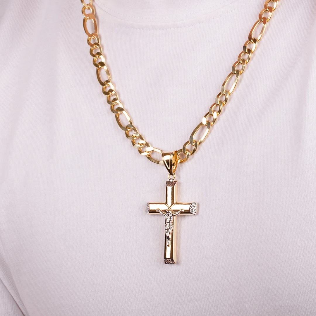 Anhänger 750/18 K Gelbgold Kreuz mit Jesus 50 x 30mm