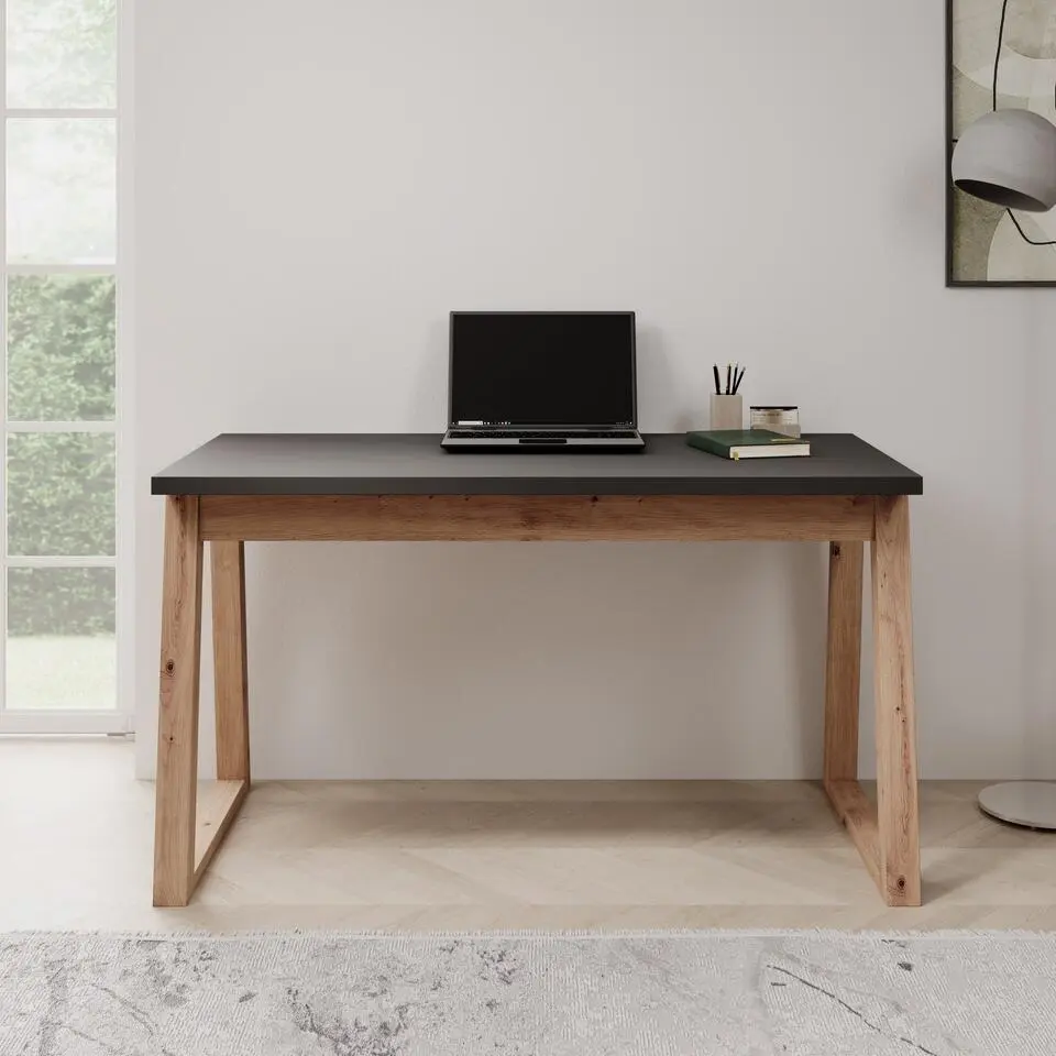Meubella - Ithaca - Bureau - Zwart - 135x65 cm