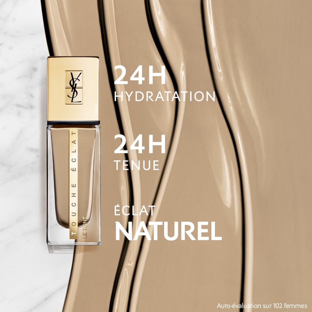 YVES SAINT LAURENT Touche Éclat Le Teint Fond de teint hydratant &  tenue 24H, naturel &  lumineux