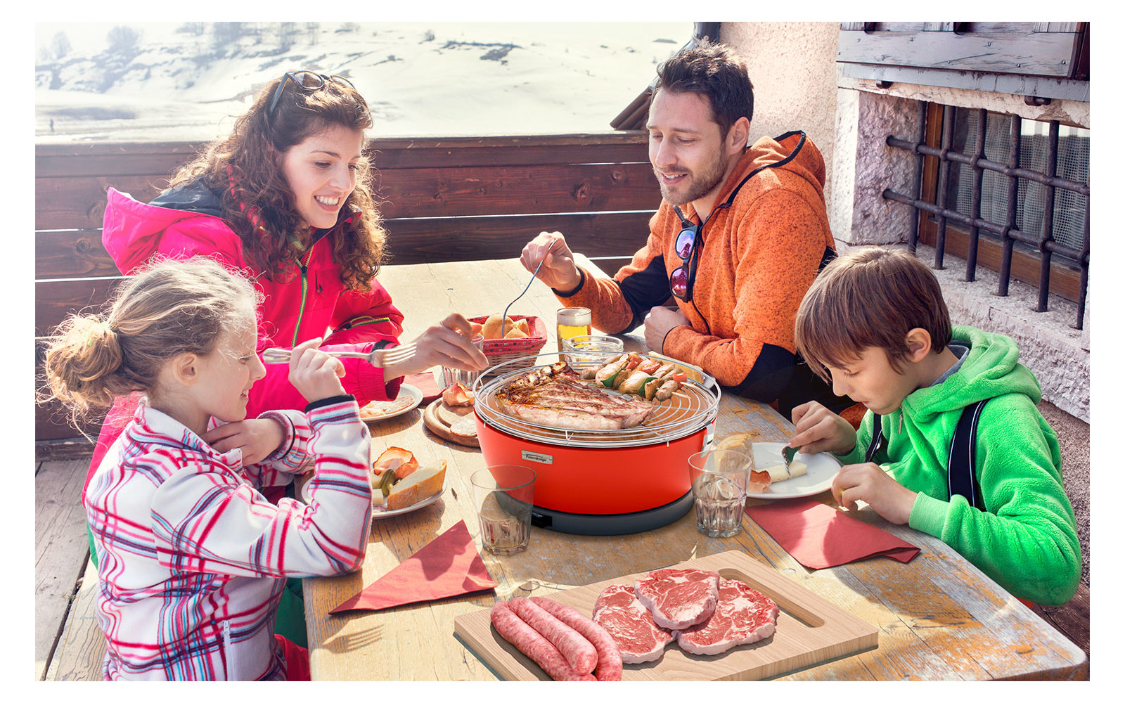 Feuerdesign Vesuvio Holzkohlegrill / Tischgrill rot