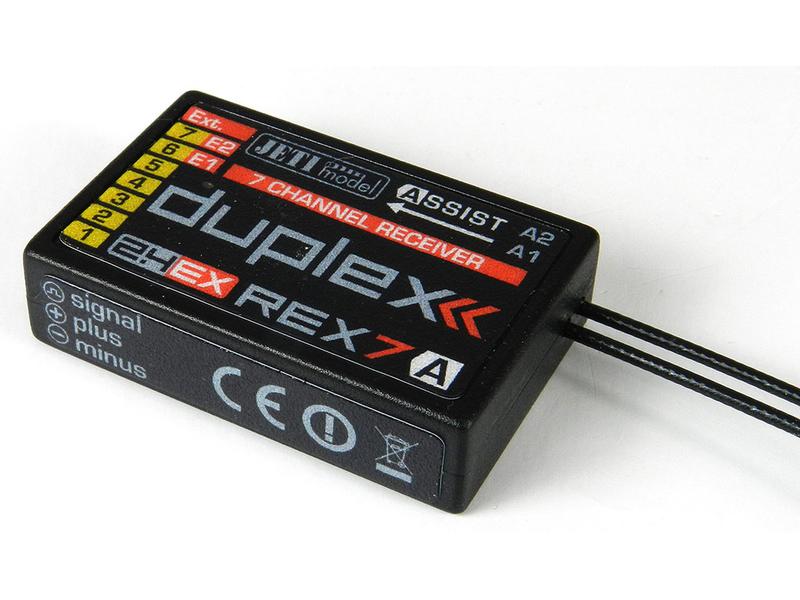 Jeti Empfänger Duplex REX 7 Assist 2.4 GHz EX Telemetrie-fähiger 7 Kanal Empfänger kompatibel mit Duplex 2.4 GHz EX und EX-Bus Protokoll