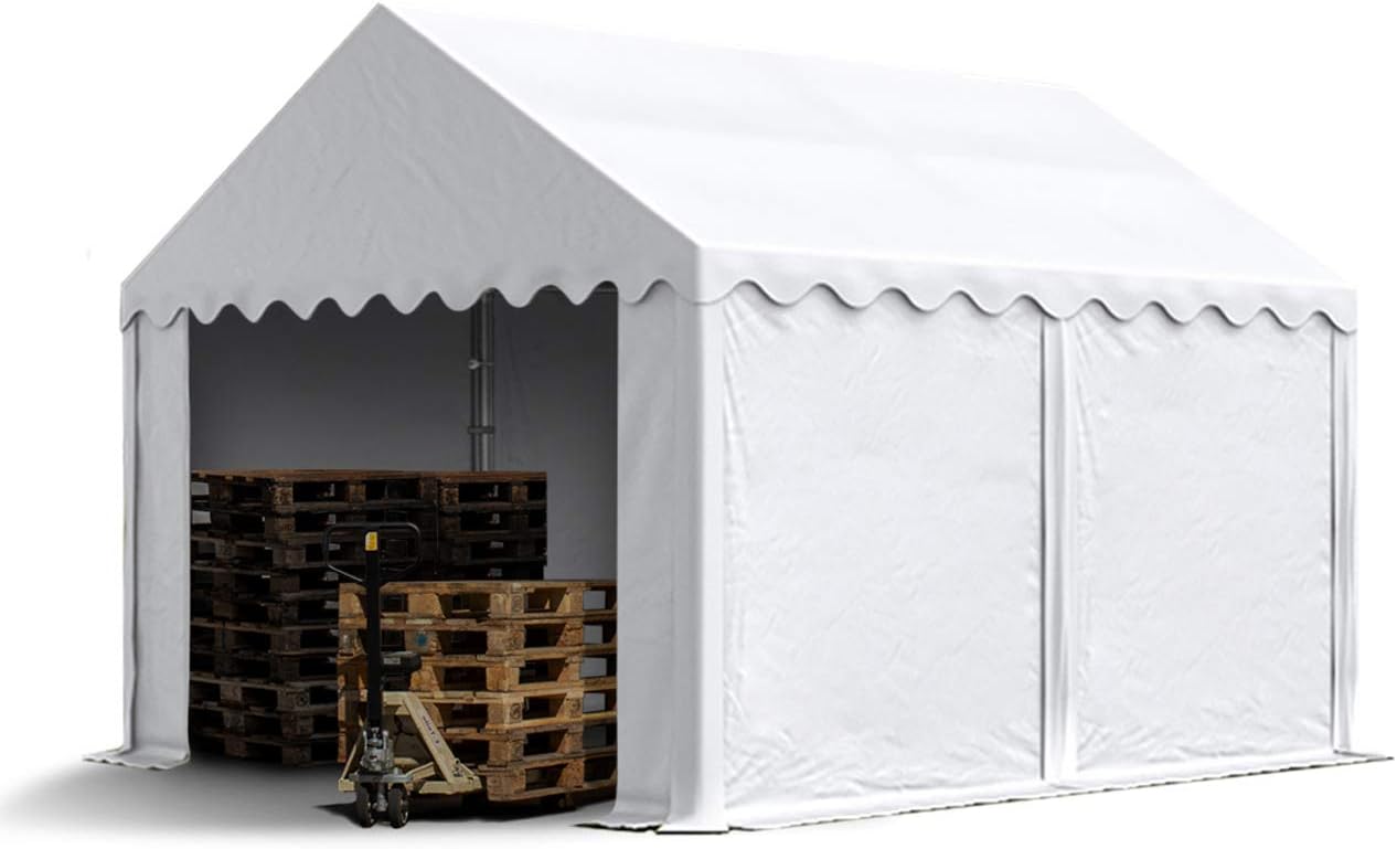 TOOLPORT Lagerzelt 3x4 m Zelthalle Unterstand Weidezelt PVC Plane 700 N wasserdicht in weiß