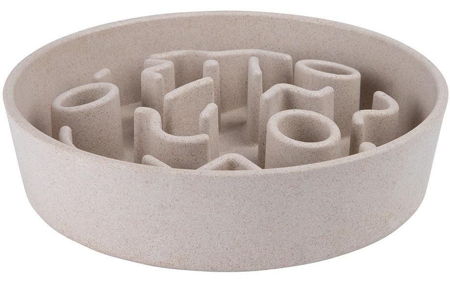Bambusnapf Bamboo Dog Slow Feeder Ø 21 cm, Creme-WeissAnti-Schling-Napf aus Bambus