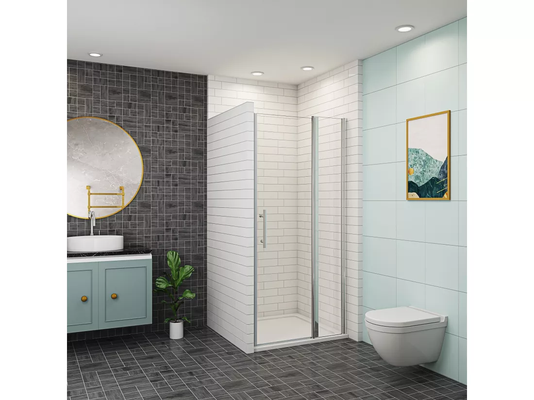 AICA porte de douche 70x197cm avec 1 élément fixe en 6mm verre anticalcaire