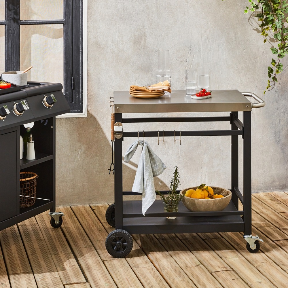 Desserte plancha noir l 88 x l 58 x h 82.8cm