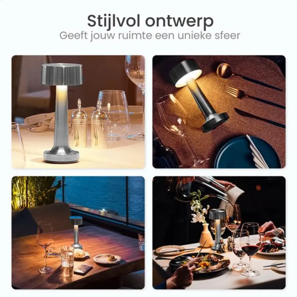 Goliving Tafellamp Oplaadbaar – Draadloos en dimbaar – Moderne touch lamp